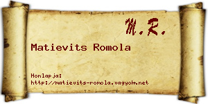 Matievits Romola névjegykártya
